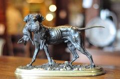 Pierre Jules Mene Bronze "Chien Et Lapin"