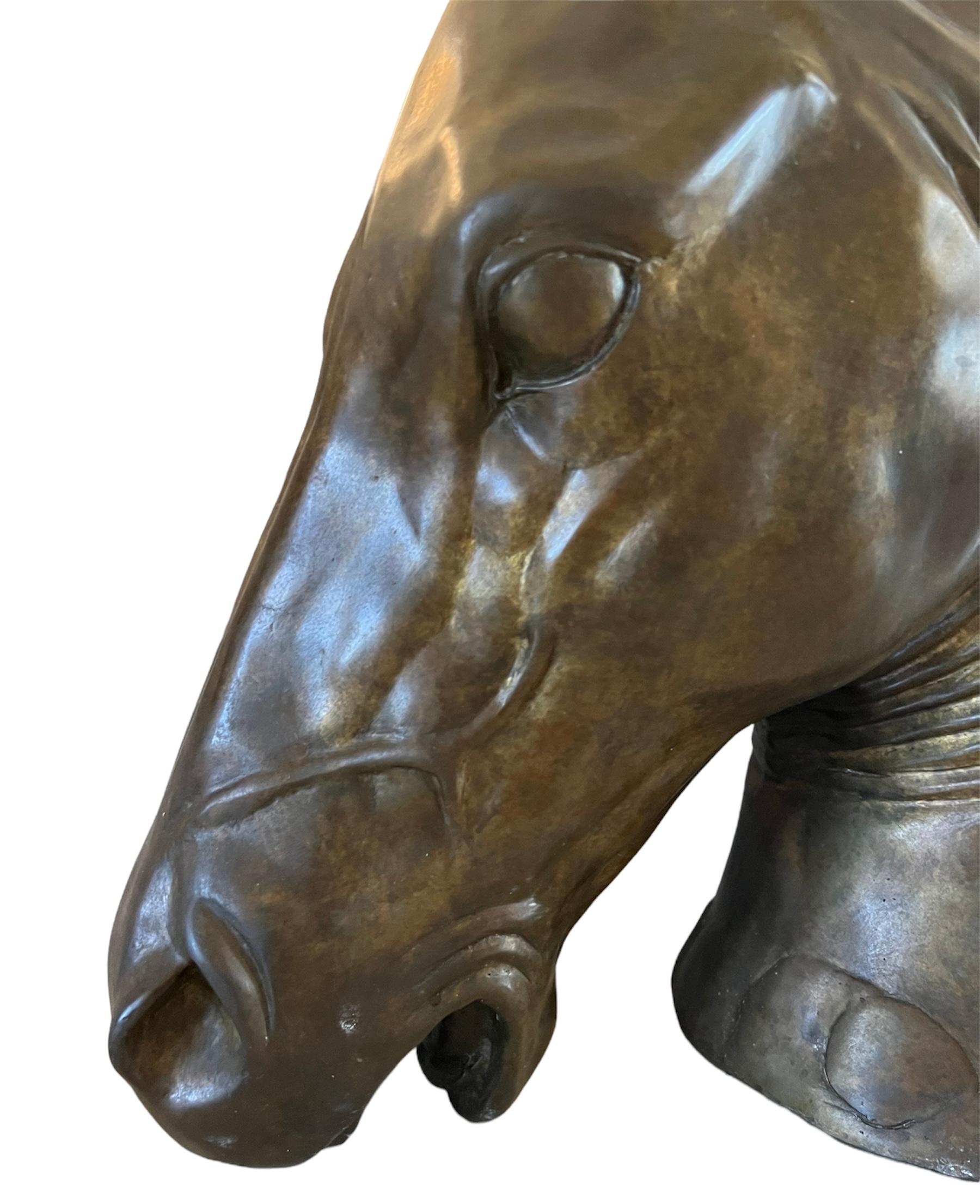 PierreJules Mêne Bronze Horse Head Sculpture, 19th Century For Sale at 1stDibs shiny gold