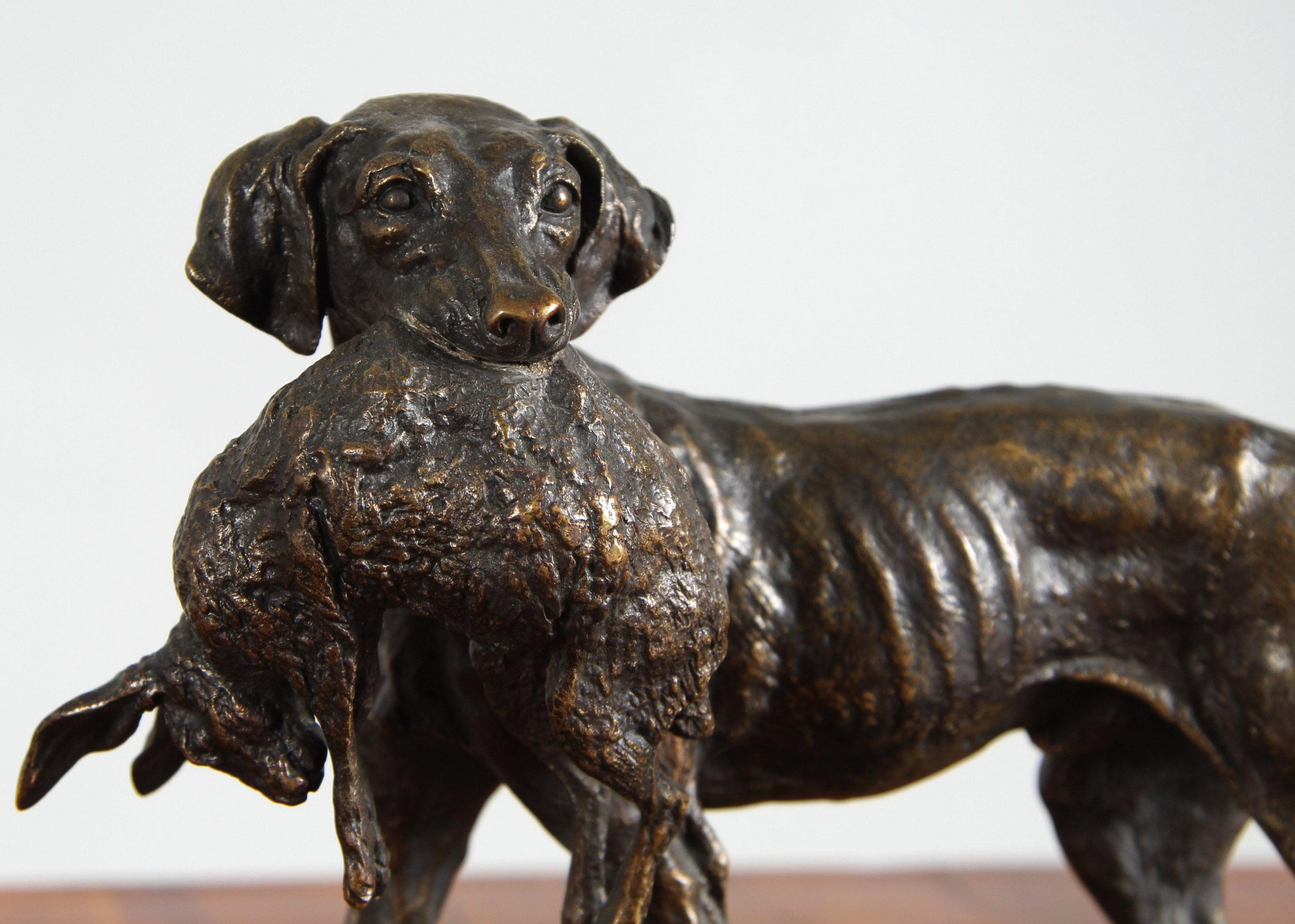 Patinato Pierre-Jules Mène - Cane da caccia in bronzo, Francia, 1870 circa in vendita