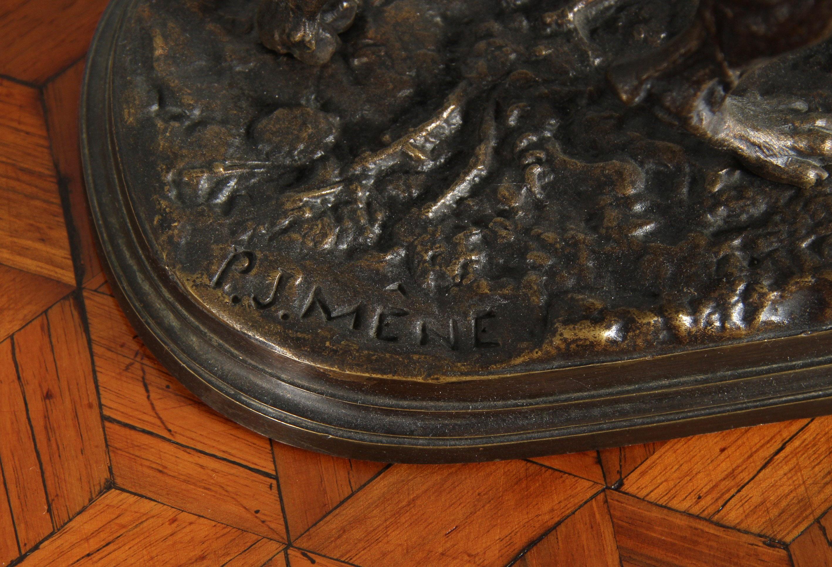 Bronzo Pierre-Jules Mène - Cane da caccia in bronzo, Francia, 1870 circa in vendita