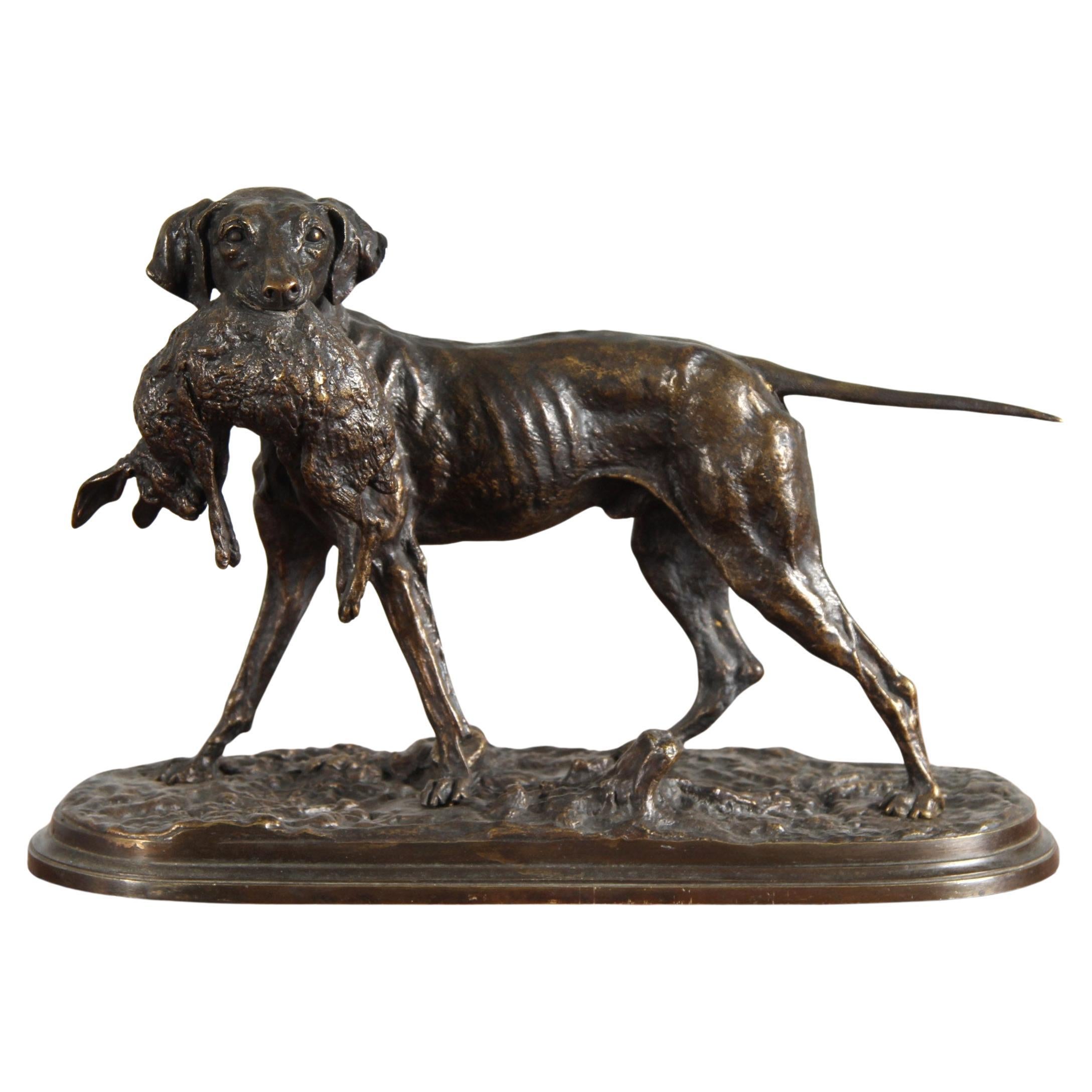 Pierre-Jules Mène - Cane da caccia in bronzo, Francia, 1870 circa