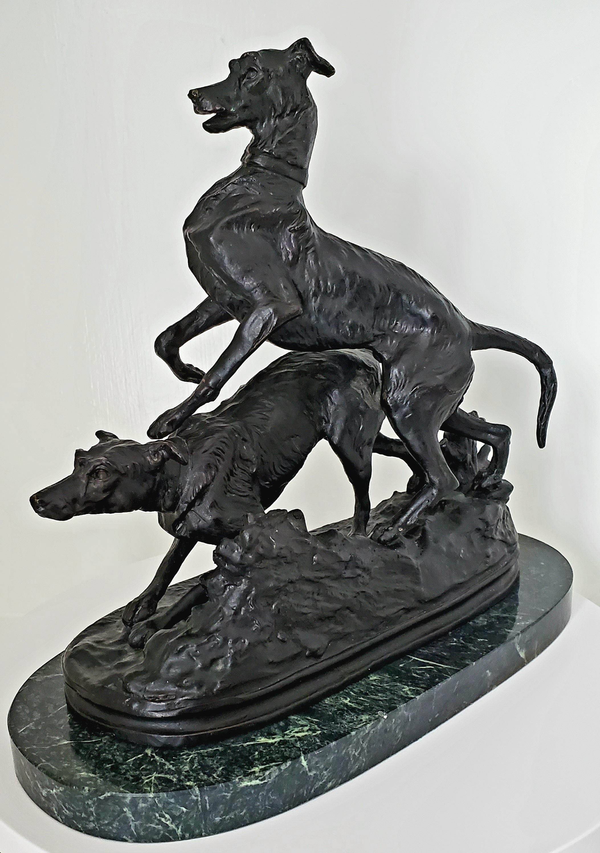 PierreJules Mêne Bronze Sculpture of Hunting Dogs For Sale at 1stDibs