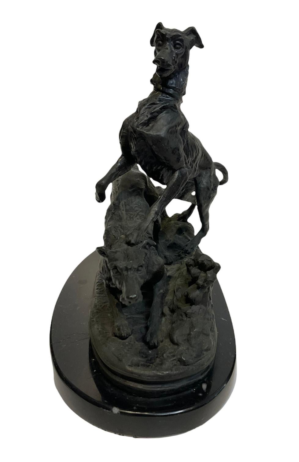 Art Nouveau Pierre Jules Mene Bronze Sculptures of Hunting Dogs For Sale