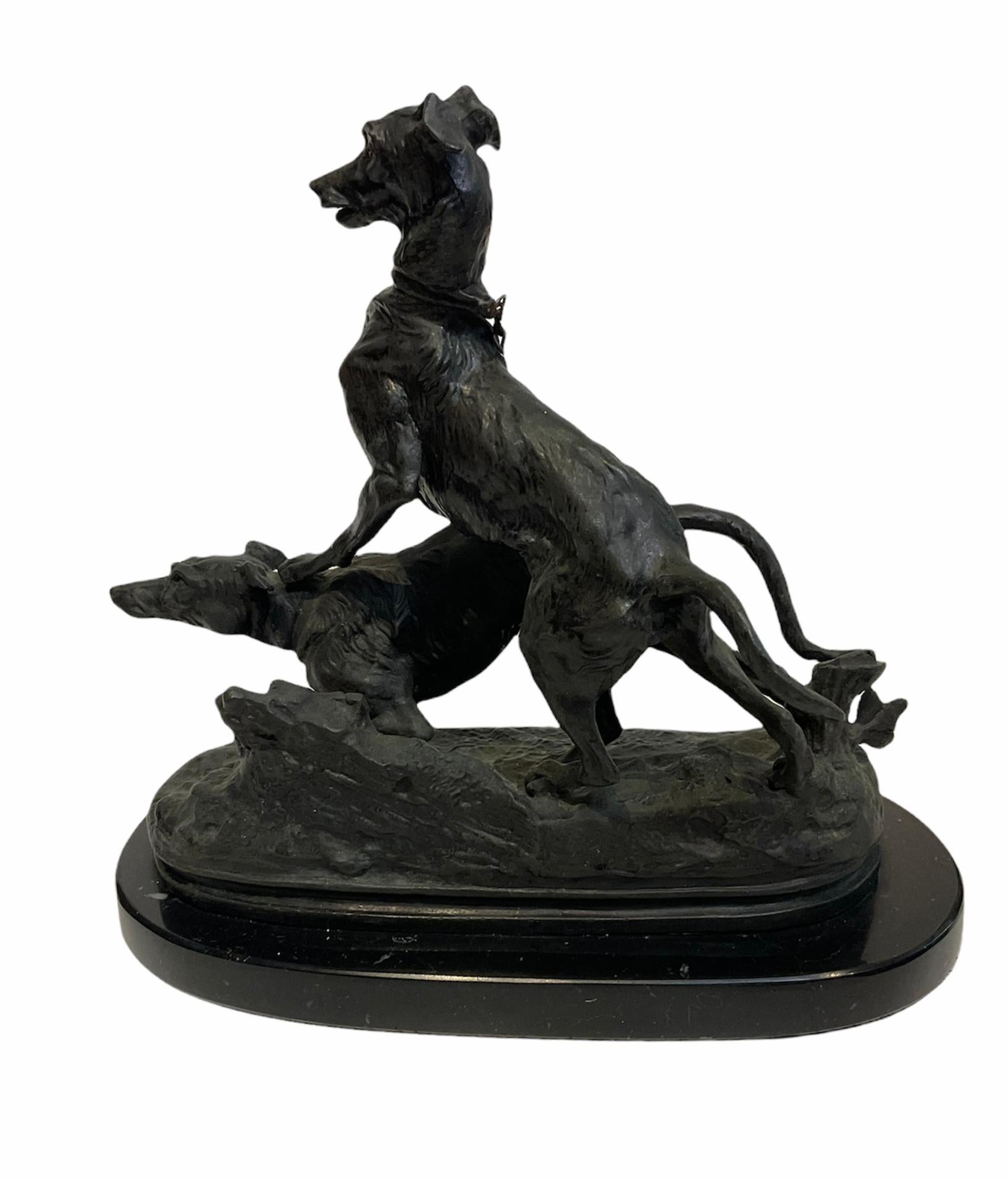 French Pierre Jules Mene Bronze Sculptures of Hunting Dogs For Sale