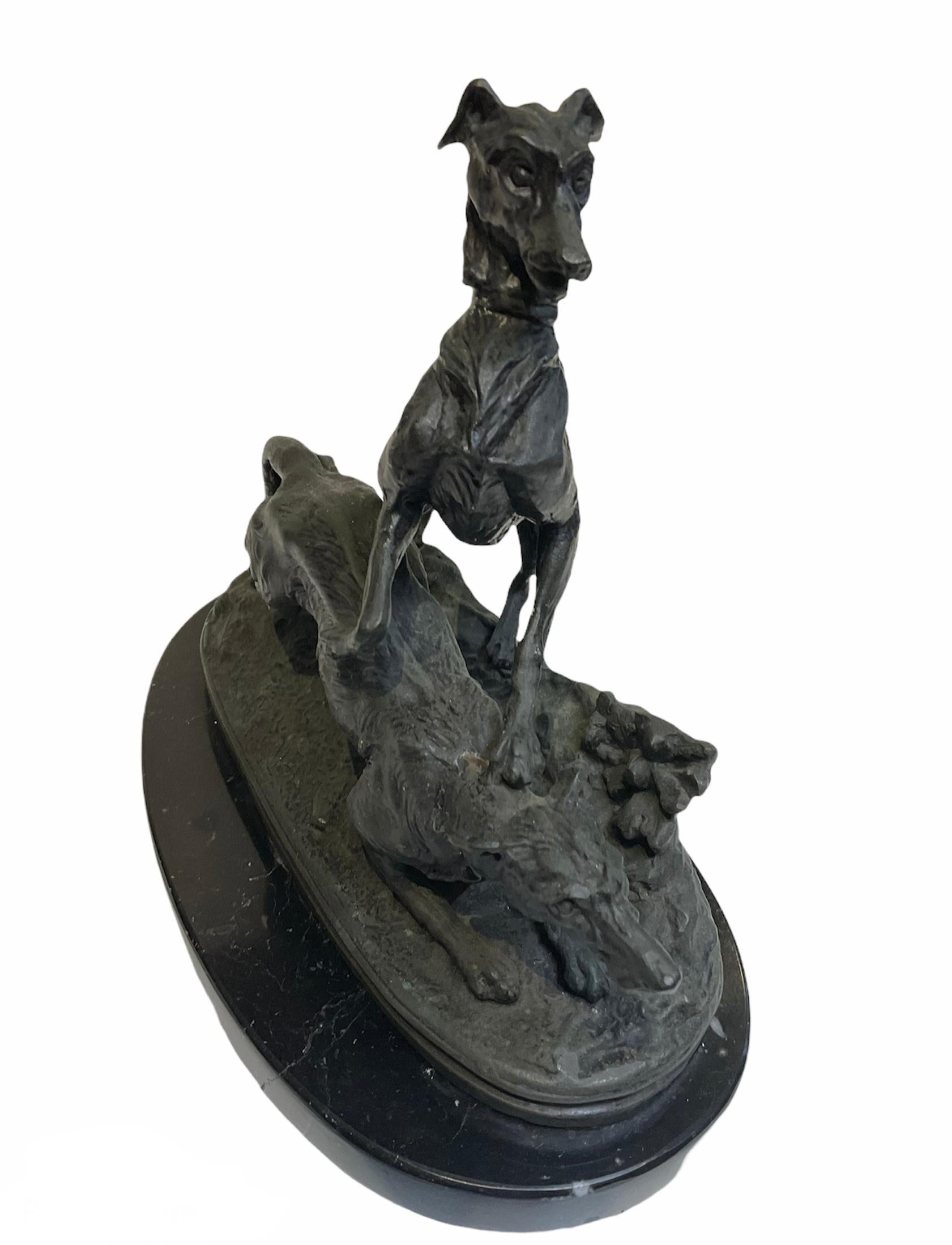 Pierre Jules Mene Bronze Sculptures of Hunting Dogs In Good Condition For Sale In Guaynabo, PR