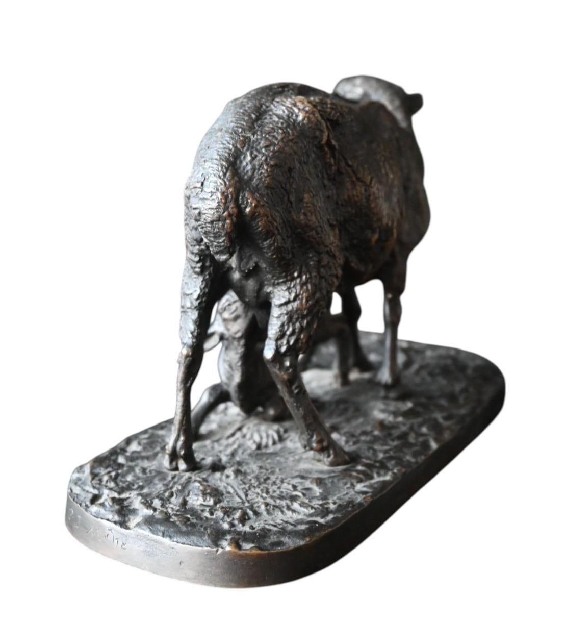 Pierre-jules Mêne, Bronze, The Sheep And Its Lamb, With Important Provenance In Good Condition For Sale In Bilzen, BE