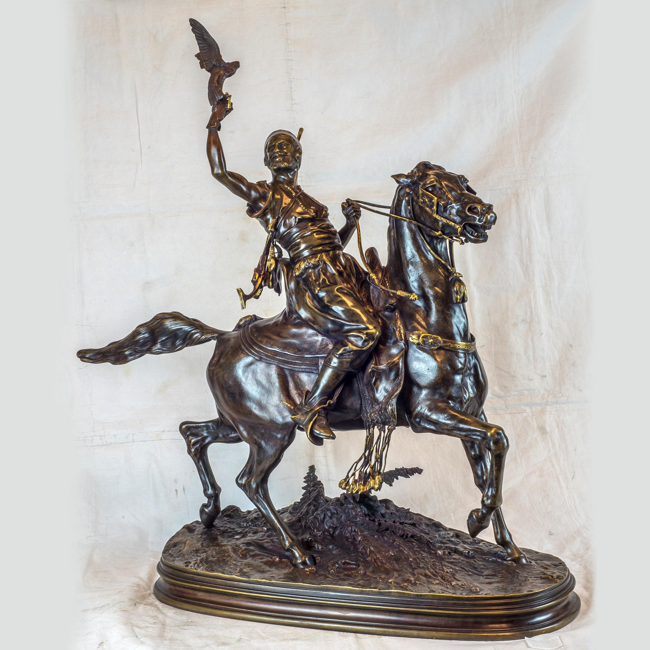 PIERRE JULES MÈNE    
French, (1810-1879)

Berber Horseman        

Patinated bronze signed ‘P.J. Mene’ on base
29 3/4 x 29 inches