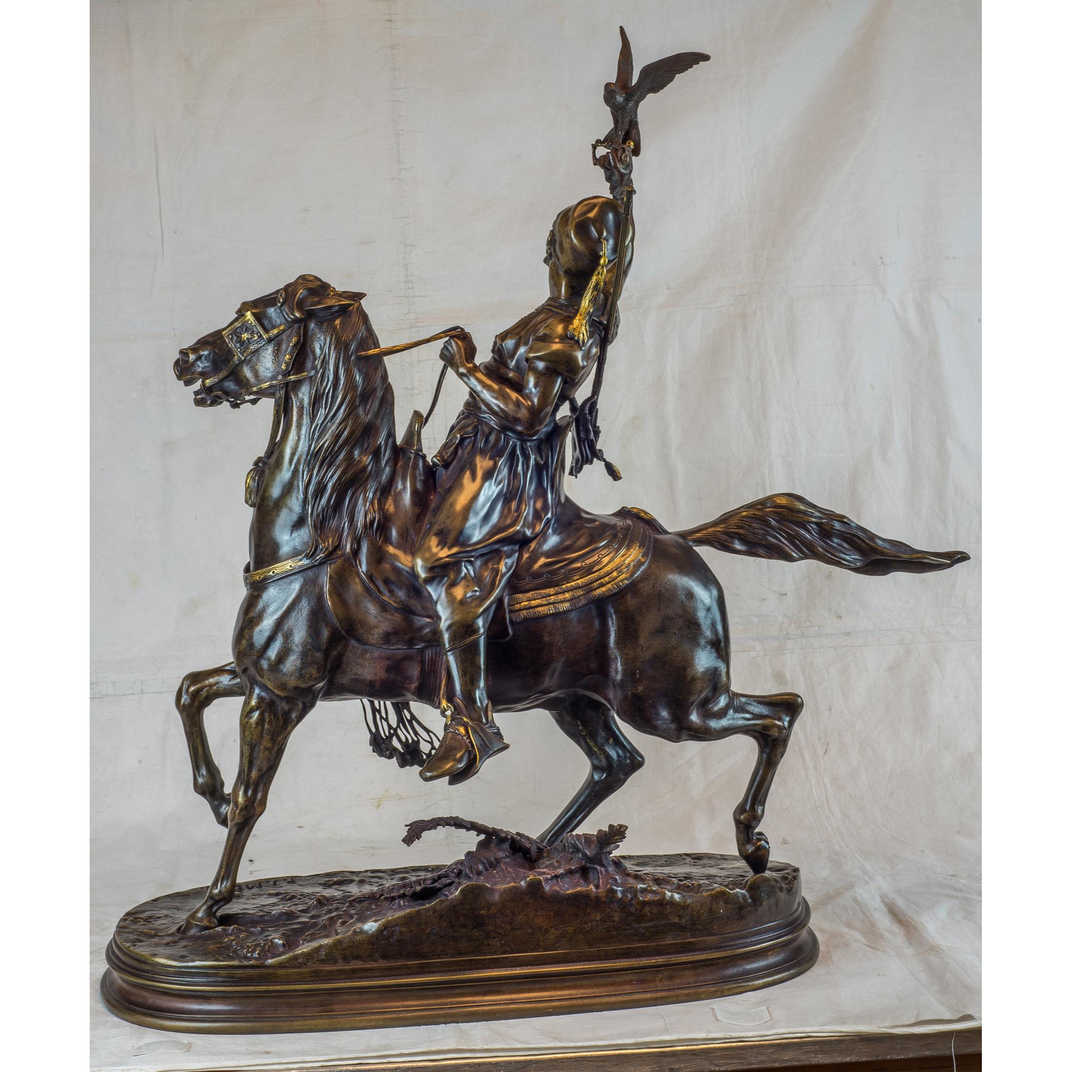 A Fine Pierre Jules Mêne Patinated Bronze of a Berber Horseman  2
