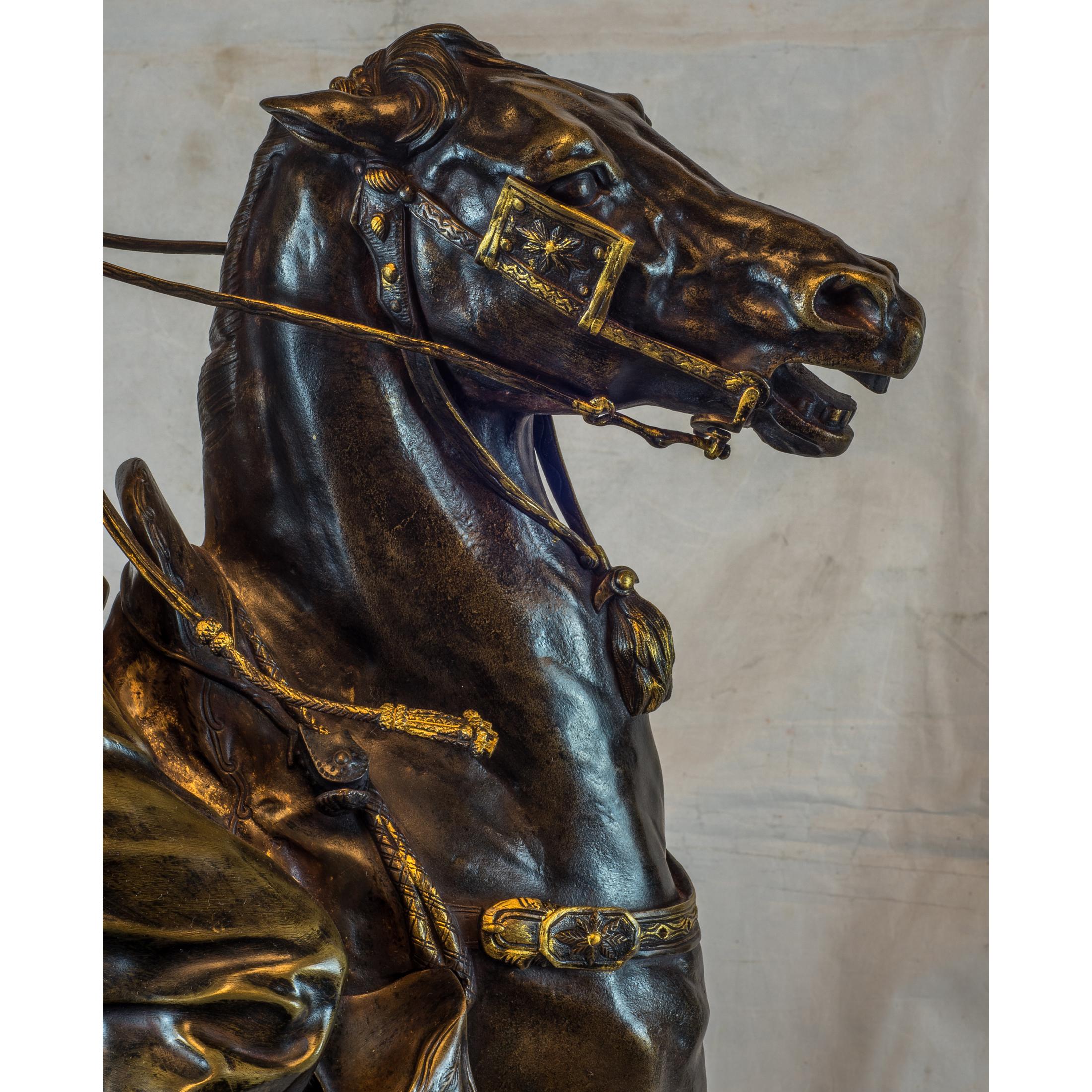 A Fine Pierre Jules Mêne Patinated Bronze of a Berber Horseman  6