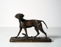 Chien braque seul n°3 Bronze sculpture of hunting dog by Pierre Jules Mêne