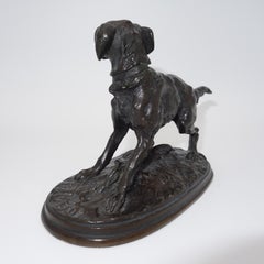 Diane, chien animalier français en bronze par Pierre-Jules  Une vieille mine