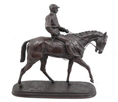 Jockey sur cheval en bronze français