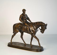 Jockey a caballo n°2 - Escultura en bronce de Pierre Jules Mêne, 19e siècle