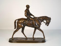 Jockey a caballo n°2 - Escultura en bronce de Pierre Jules Mêne, 19e siècle