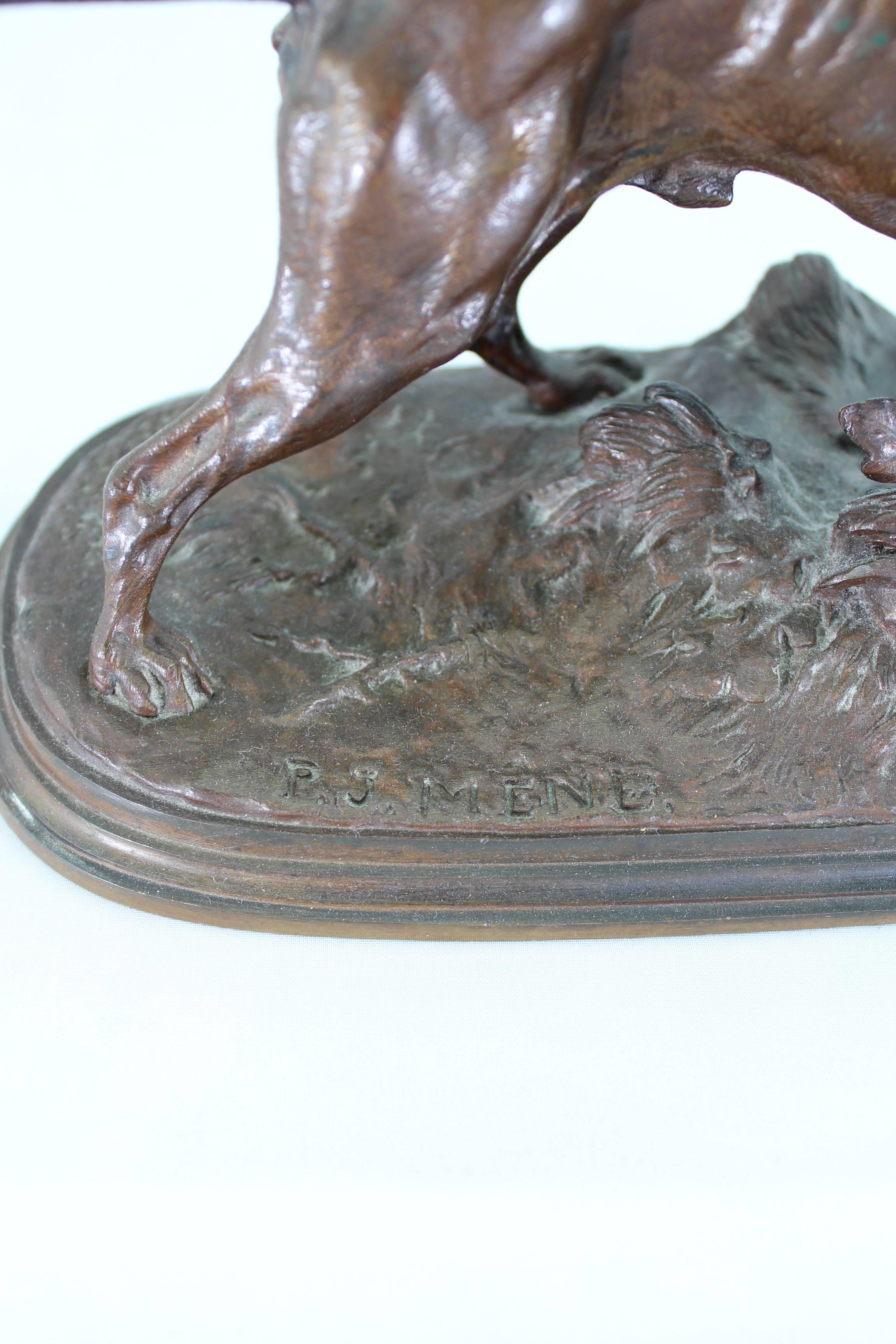 Bronze Pierre Jules Mene, « Chien Braque a La Feuille » en vente 2