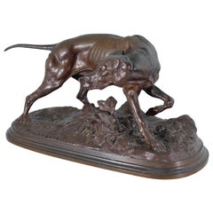Pierre Jules Mene Bronce, "Chien Braque a La Feuille"