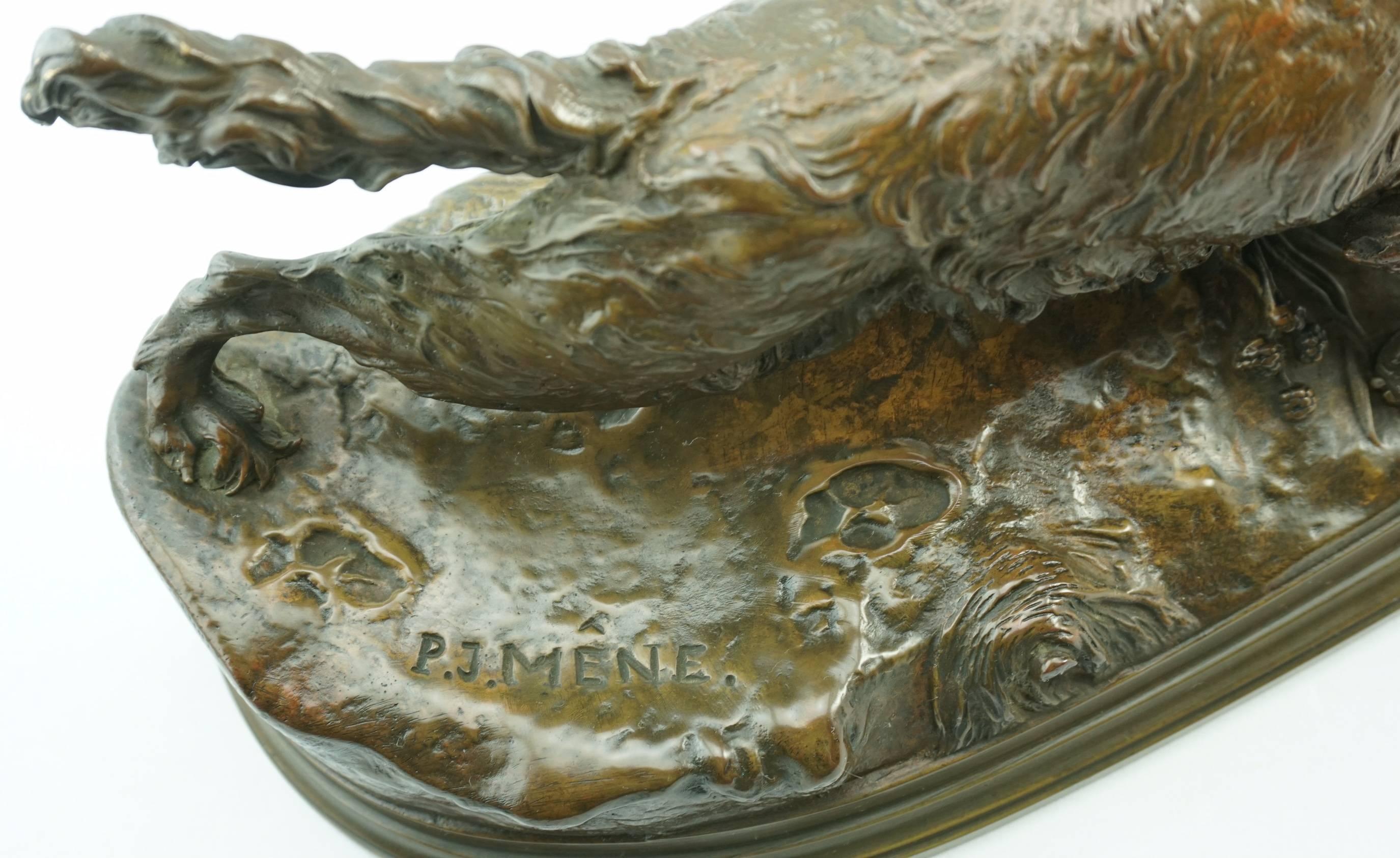 Pierre Jules Mene Spaniel Capturing a Duck Bronze For Sale 6