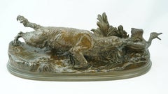 Pierre Jules Mene Spaniel che cattura un'anatra Bronzo