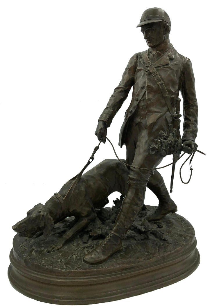 Pierre Jules Mêne Figurative Sculpture - The Hunter and Hound