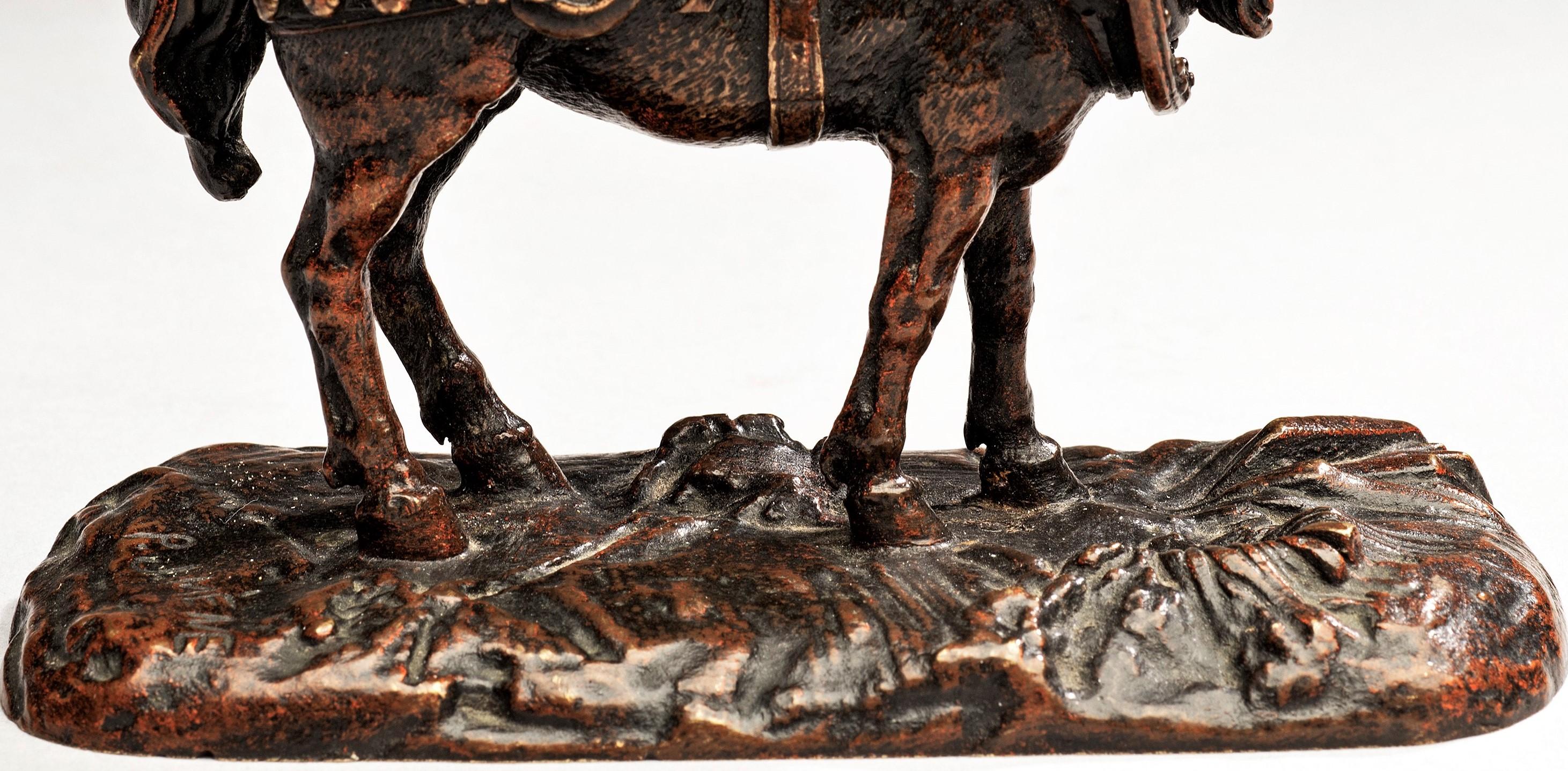 Antique Horse Bronze 
Exceptional Bronze of a Draft Horse 
Pierre Jules Mêne (French, 1810-1879) 
Circa 1860s
4 3/4 (W) x 3.25 (H) 

As Mêne personally oversaw the fabrication of each one of his pieces and was obsessive about quality, this little