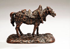 Antikes außergewöhnliches Zugpferd aus Bronze von Pierre Jules Mêne (Französisch, 1810-1879) 
