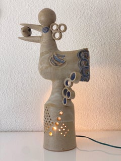 Pierre Koppe '1931 - 2016' Amazing Ceramic Zoomorphic Lamp, Unique Piece, 1979
