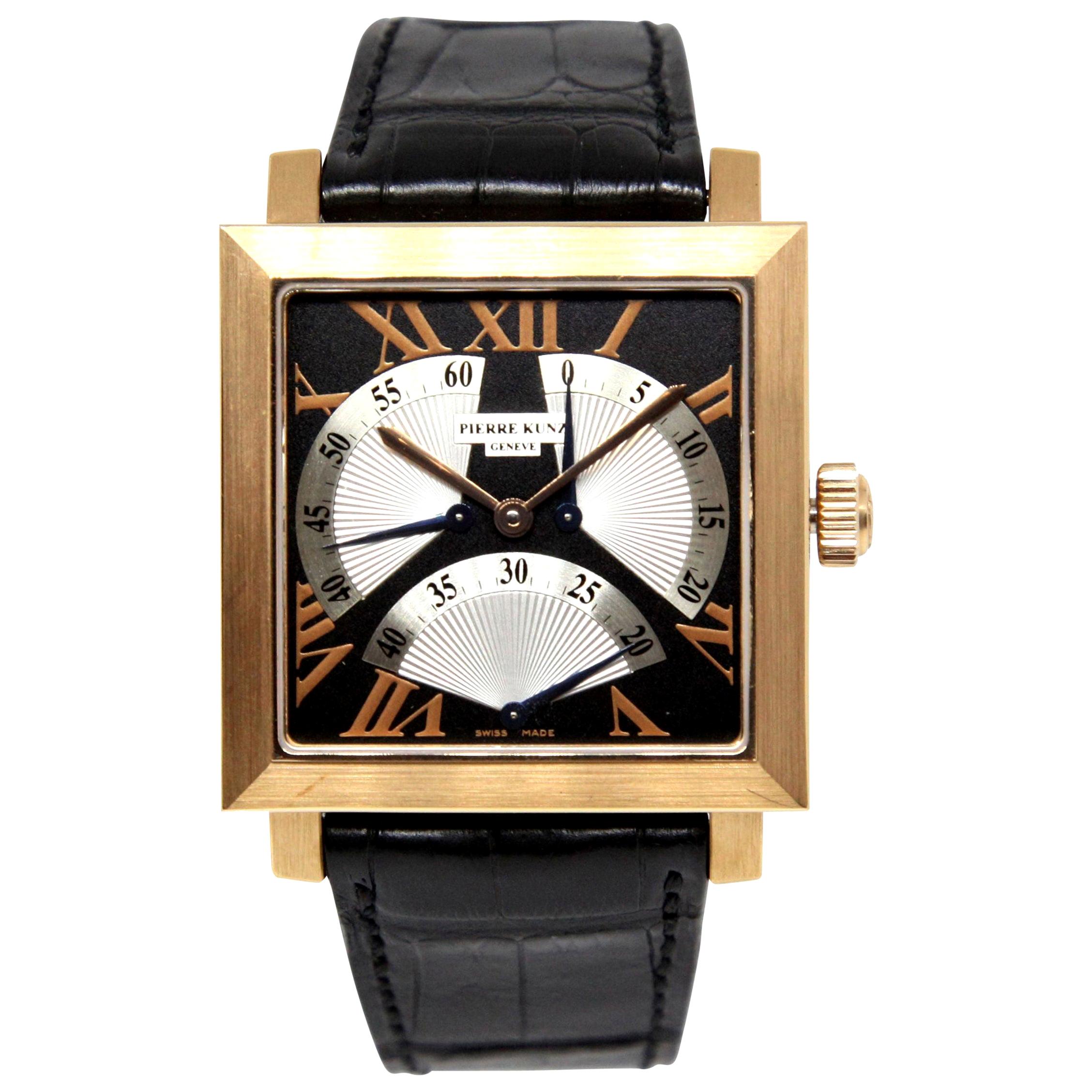 Pierre Kunz Spirit of Challenge 18 Karat Gold Triple Retrograde XL Wristwatch For Sale