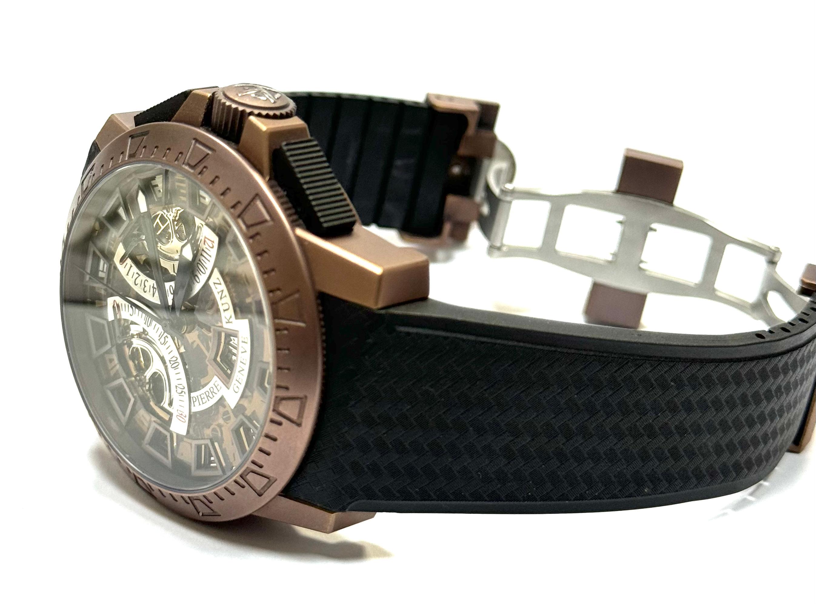 Pierre Kunz Sport 403 Bronzed Steel PKG 403 SPORT BRST

Condition: Pre-Owned (Very Good, Worn with Little to No Signs of Wear)

Scope of Delivery: WATCH ONLY!!

Reference #: PKG 403 SPORT BRST

Movement: Automatic

Case Material: Steel

Bracelet