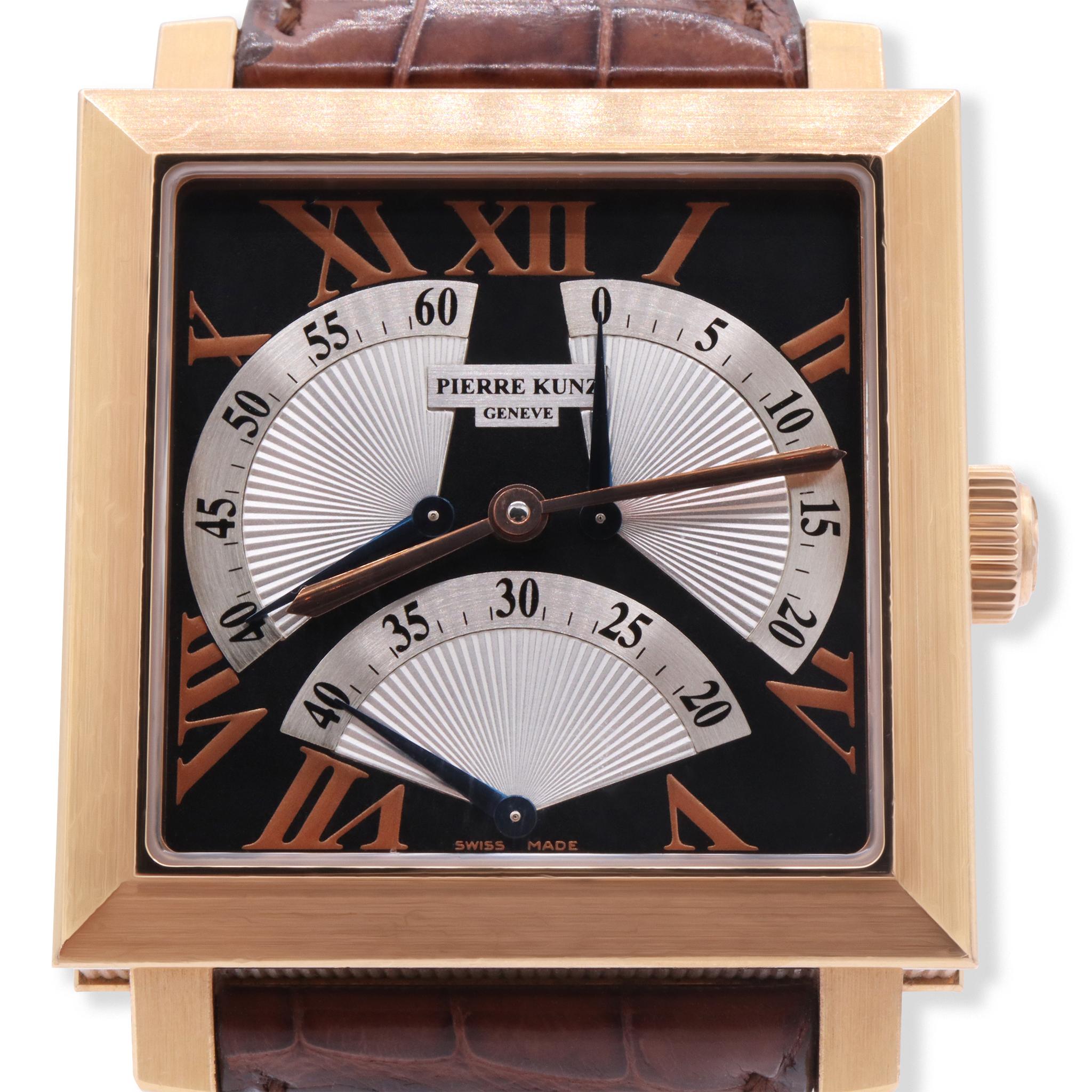 Women's or Men's Pierre Kunz Triple Retrograde 18K  Rose Gold Automatic 38mm Gold Men's watch For Sale
