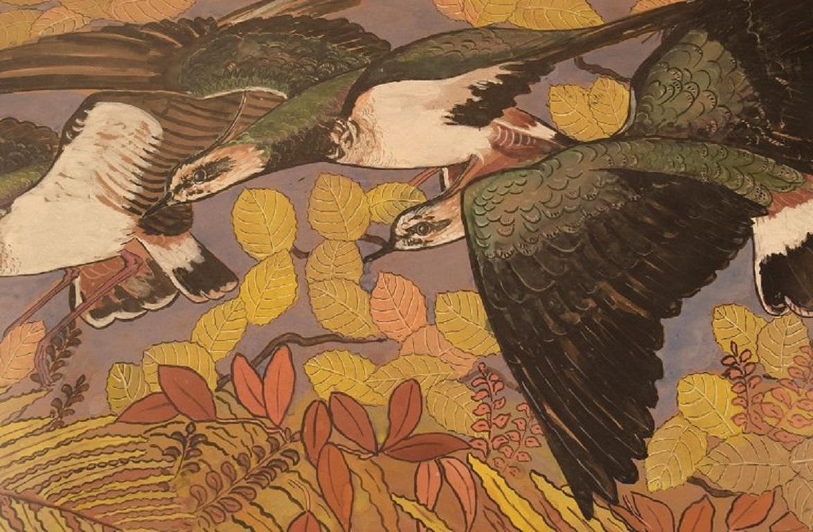 French Pierre Lacroix, Watercolor on Paper, Birds and Foliage For Sale