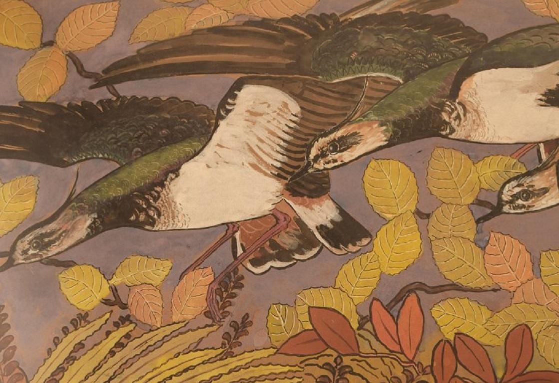 Français Pierre Lacroix, Aquarelle sur papier, Oiseaux et Foliage en vente