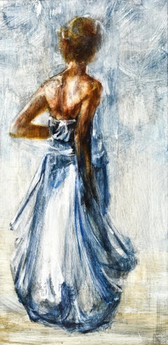 Blue dress - Pierre Laffillé - Oil paint - French Beaux arts