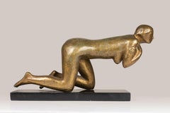 Pierre LAGENIE (1938-2020) : "La louve", original patinated bronze sculpture x/8