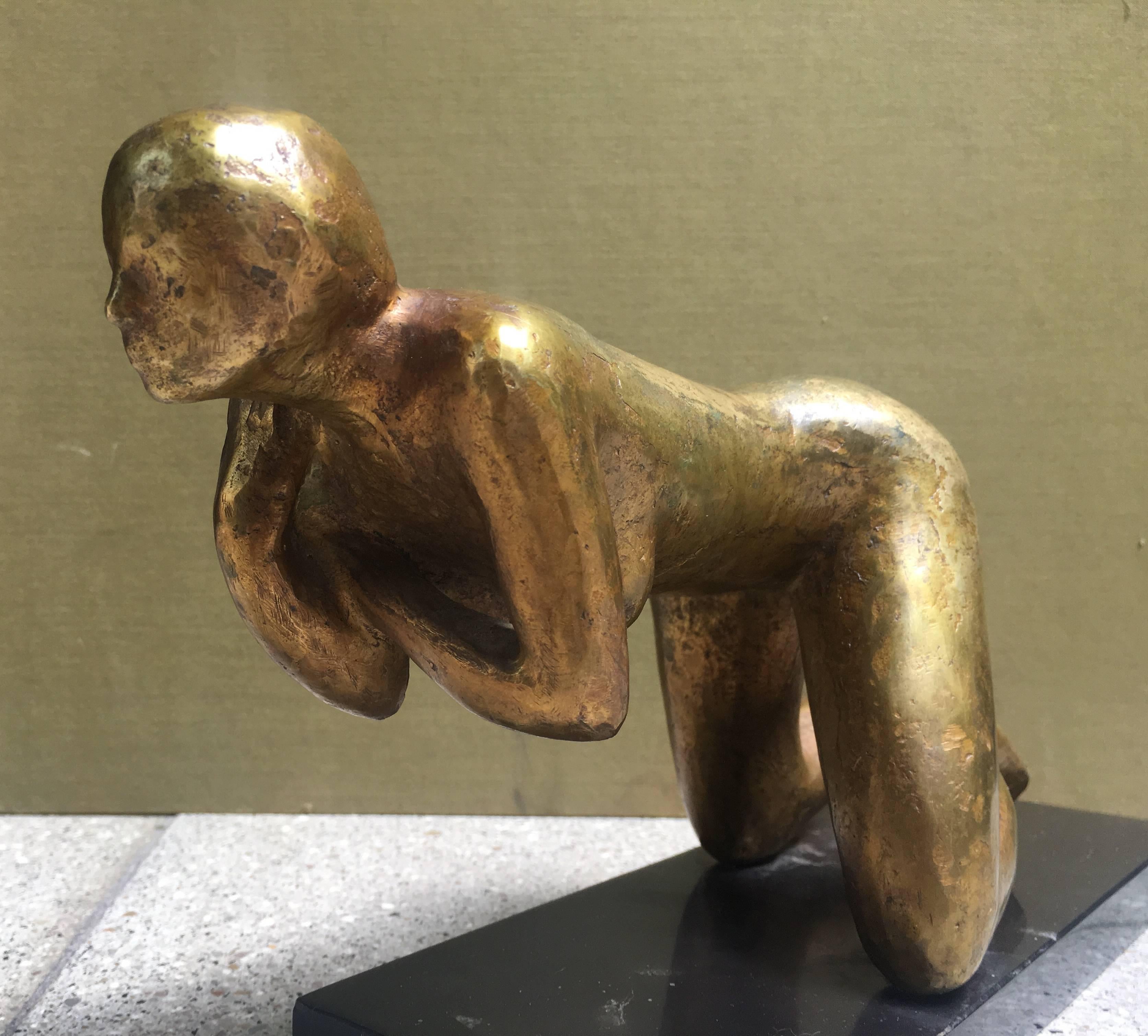 French Pierre Lagenie Woman Bronze Sculpture Numbered 2/8, circa 1980 For Sale