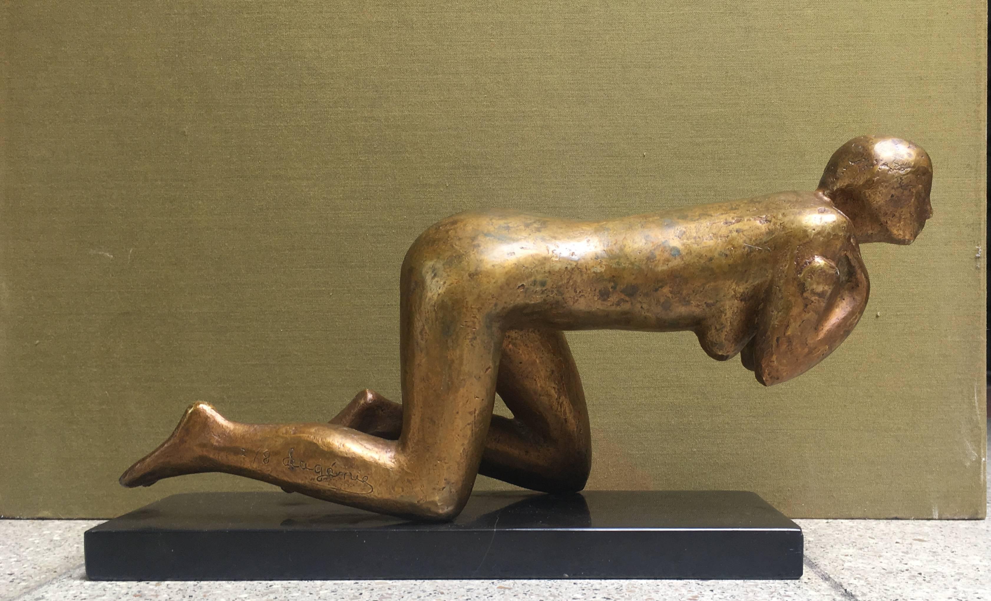 Pierre Lagenie Woman Bronze Sculpture Numbered 2/8, circa 1980 For Sale 2