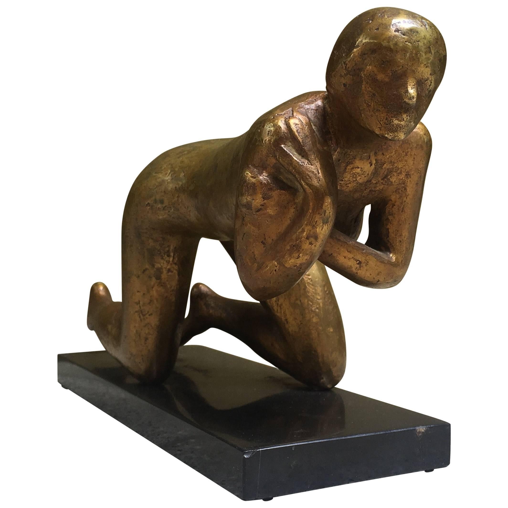 Pierre Lagenie Woman Bronze Sculpture Numbered 2/8, circa 1980 For Sale