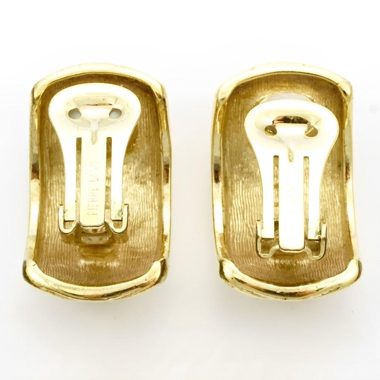 Boucles D'oreilles à Clip Pierre Lang Plaqué Or - Vintage, Made In France