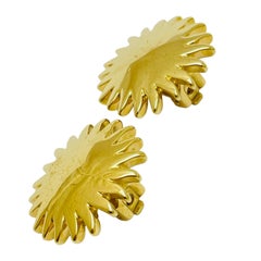 PIERRE LANG signed vintage gold tone designer clip on earrings