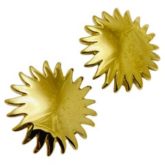 PIERRE LANG signed Vintage gold tone designer clip on earrings