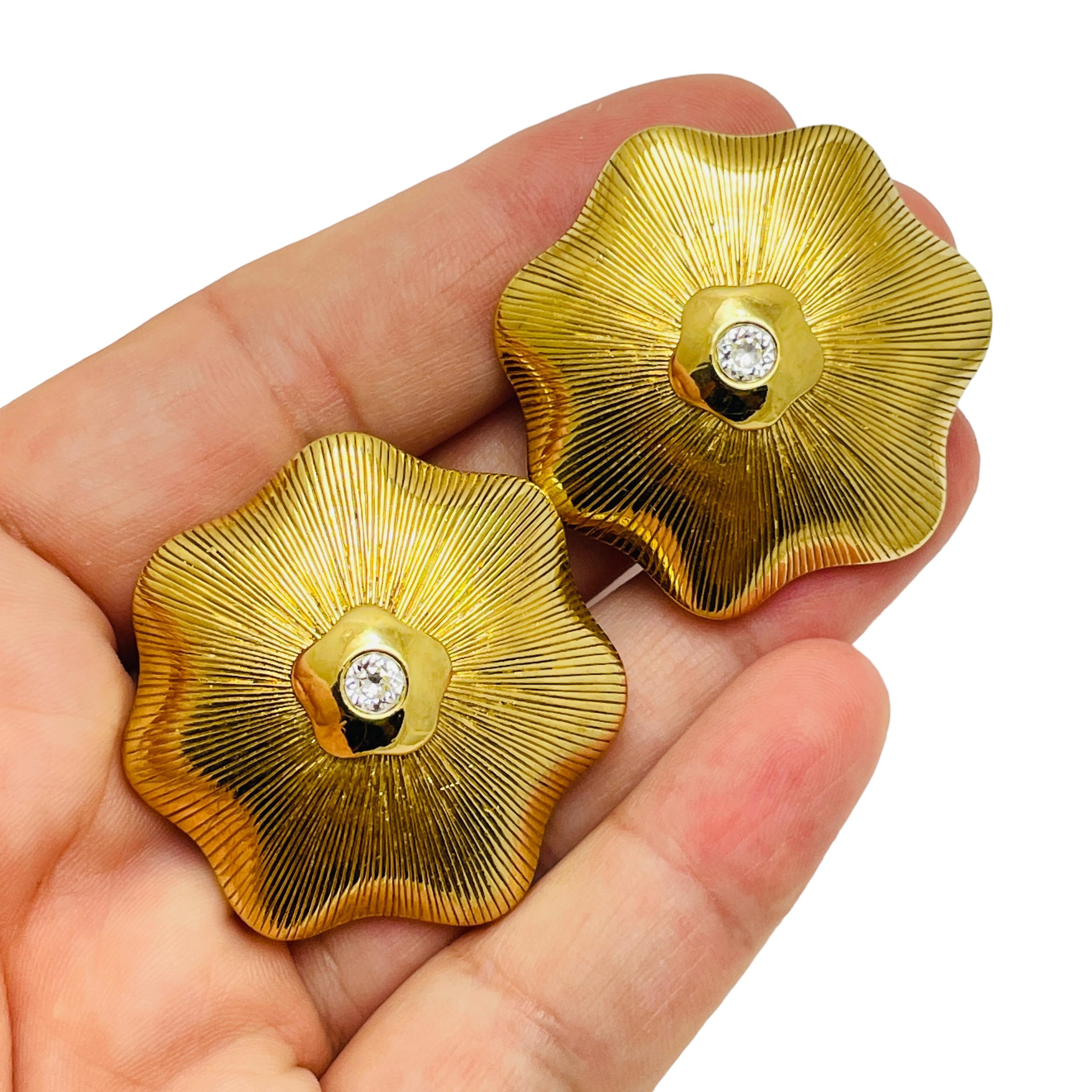 De las mujeres PIERRE LANG firmado vintage tono oro diamantes de imitación de diseño clip en pendientes en venta