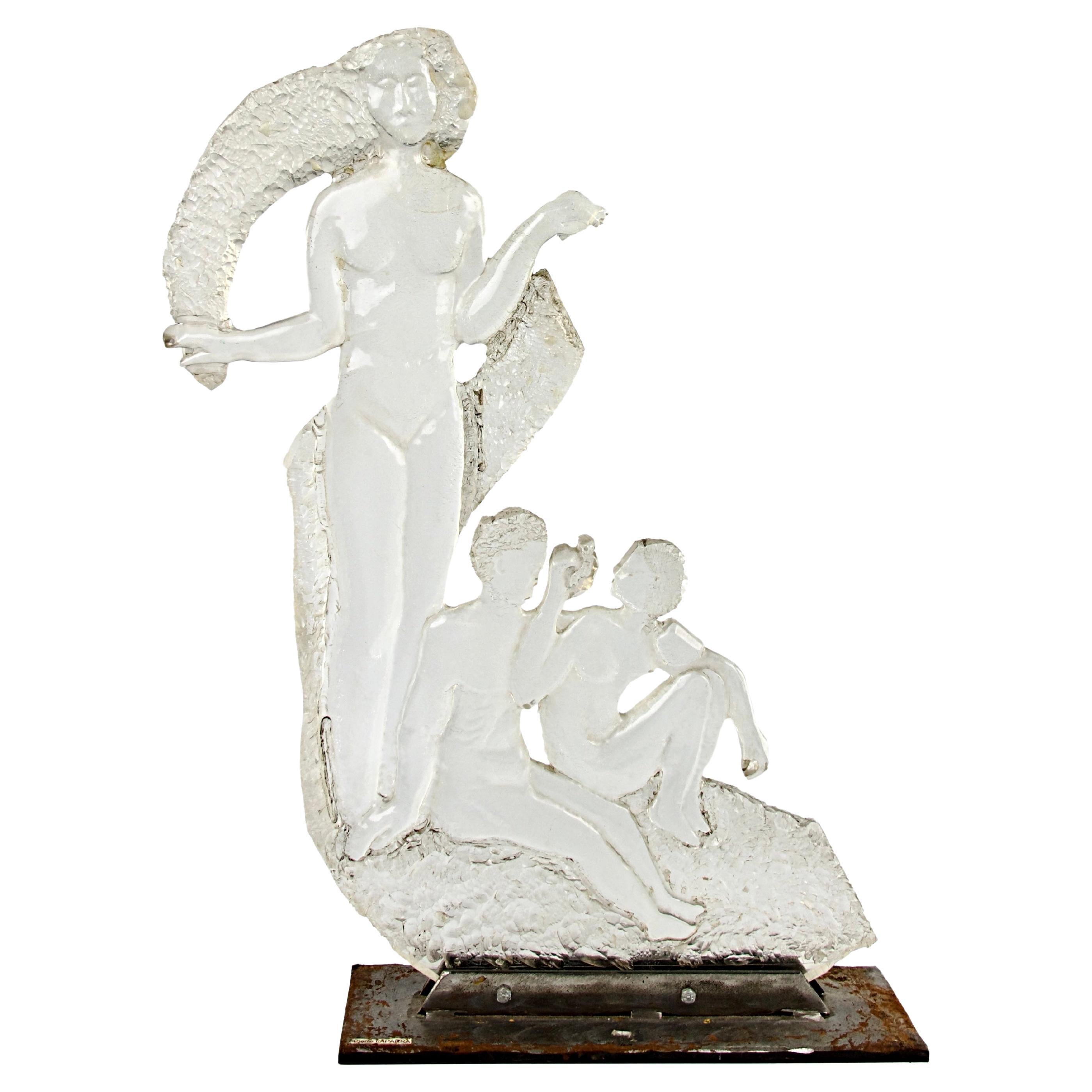 Pierre Laparra, Sculpture of Nude Woman and Children, France, 1970s For Sale