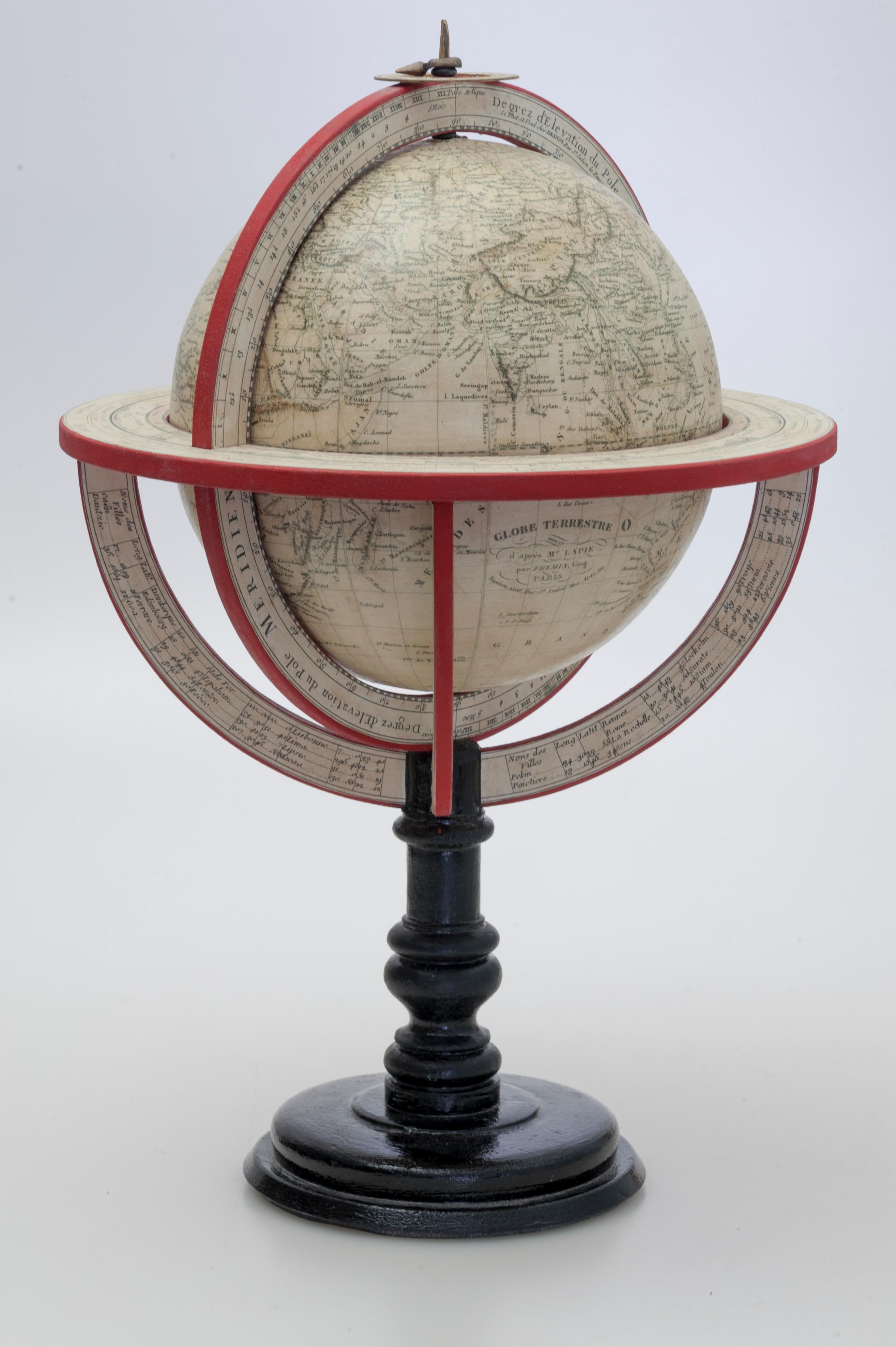 Hand-Crafted Pierre Lapie 9 inch facsimile table globe  ( 1779 - 1850 ) For Sale