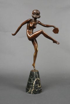 Pierre Laurel (1892-1962) Patinated Bronze Figure "Tambourine Dancer" C1925