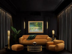 The Water Lilies, Oil on Masonite Board Painting by Pierre Laurent Baeschlin