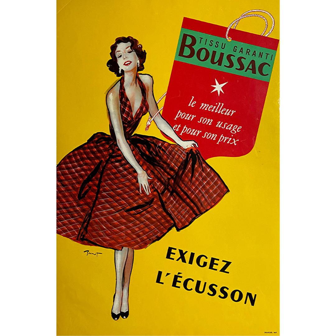 Original poster created in 1953 by Brenot to promote the famous Boussac fabric - Print by Pierre Laurent Brenot