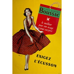 Originalplakat von Brenot aus dem Jahr 1953 zur Förderung des berühmten Boussac-Stoffs