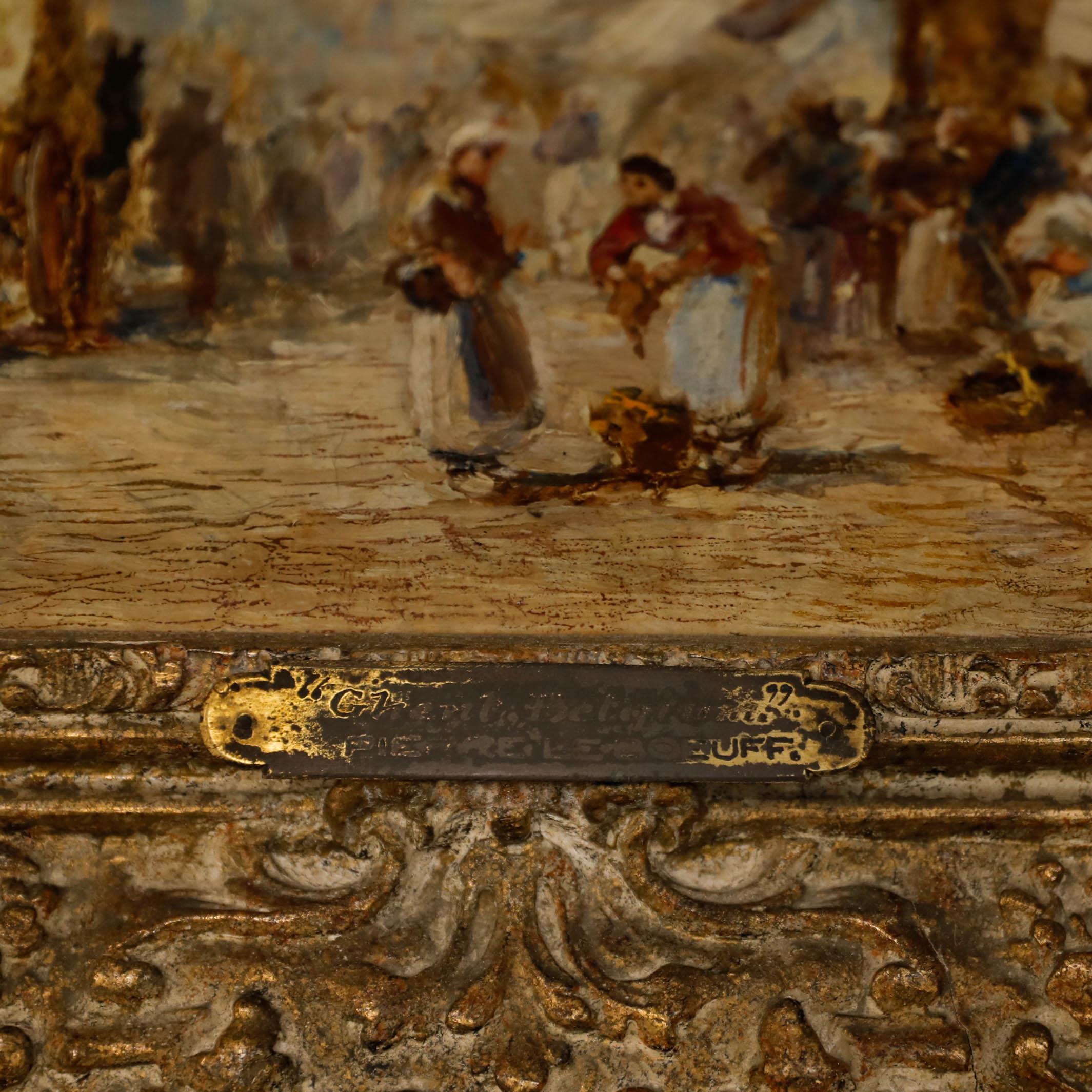 Questo olio realistico cattura l'atmosfera vibrante di una strada di Gand, in Belgio. La composizione è dominata da una maestosa torre dell'orologio, circondata da un'architettura charme e da una vivace vita di strada. I colori tenui e sfumati