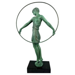 Pierre Le Faguays (1892 – 1962) “Dancer with Hoop” Art Deco Bronze Sculpture c.1