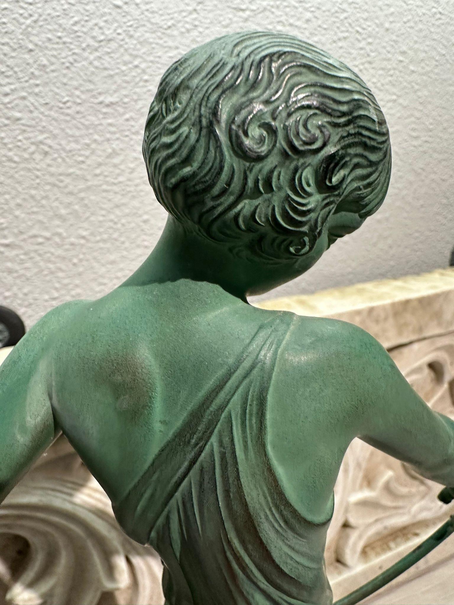 Pierre Le Faguays (1892–1962) “Dancer with Hoop”Art Deco Bronze Sculpture VIDEO In Good Condition In Madrid, ES