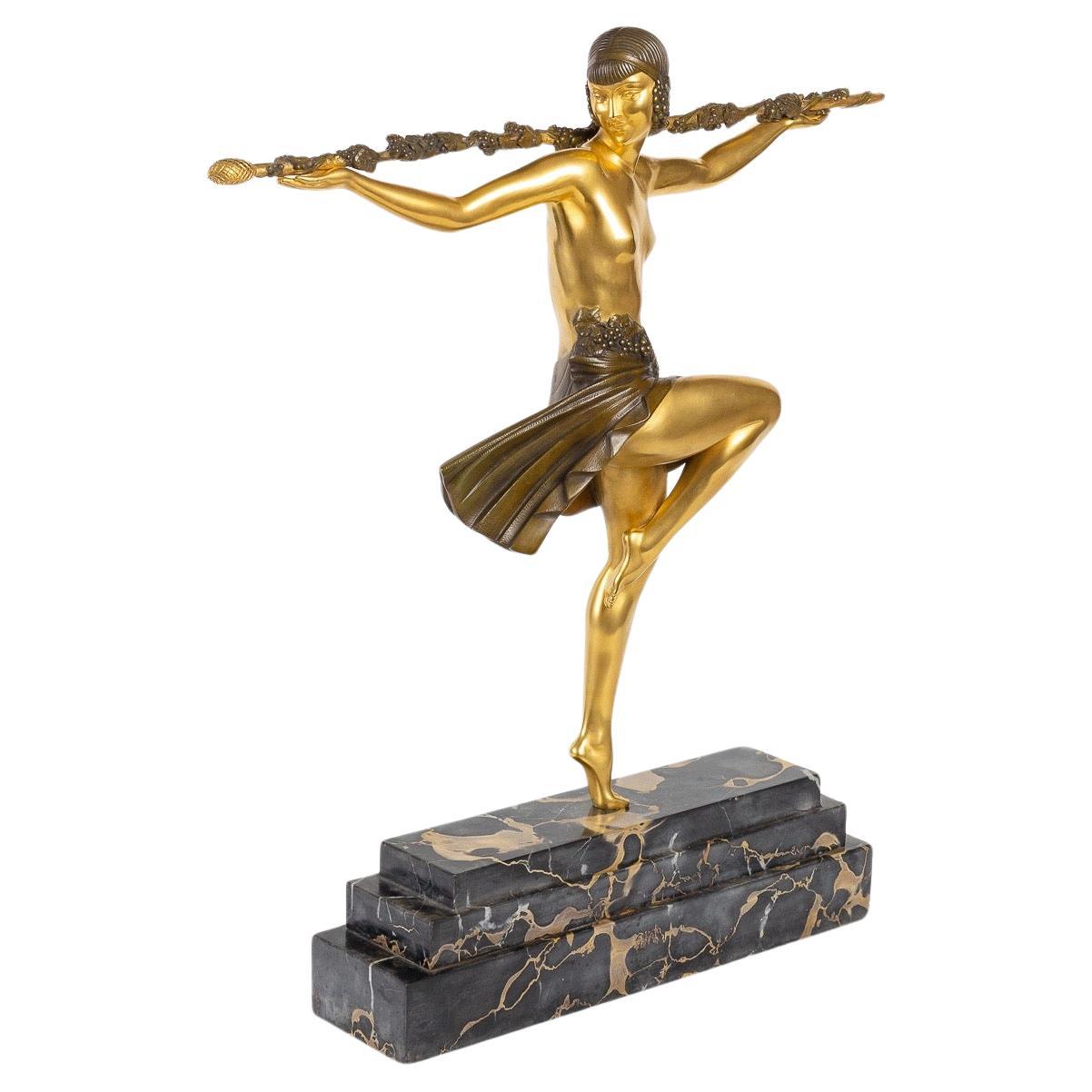 Pierre Le Faguays (1892~1962) „Dancer of Thyrsus“ Eine Art-déco-Bronzefigur 